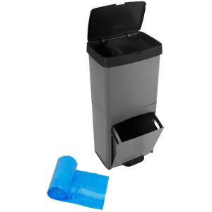 Unknown - 70L-3C - Negro - 3 compartimentos - Contenedor de reciclaje Unknown - 70L-3C - Negro - 3 compartimentos - Contenedor de reciclaje