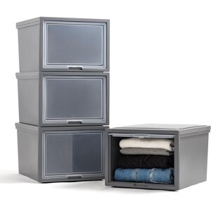 Iris Ohyama - Stapelbare Kunststoff-einheiten Für Kleidung, Schuhe, 40l, 4er-set, Groß, Dunkelgrau, Klapptür, Für Kleiderschrank, Schlafzimmer, Bpa Frei, Box, Schrank, Bcf-500 Iris Ohyama - Stapelbare Kunststoff-einheiten Für Kleidung, Schuhe, 40l, 4er-set, Groß, Dunkelgrau, Klapptür, Für Kleiderschrank, Schlafzimmer, Bpa Frei, Box, Schrank, Bcf-500