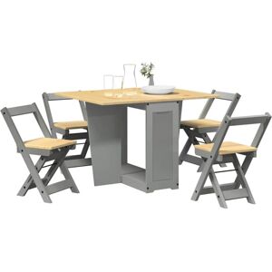 Vidaxl - Set Comedor Plegable Mariposa 5 Pzas Corona Madera Pino Gris Vidaxl - Set Comedor Plegable Mariposa 5 Pzas Corona Madera Pino Gris