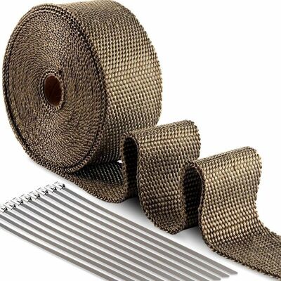 OEM Cinta Aislante Térmica De Cerámica Magma De Titanio De 50 Mm, 10 M + 10 Bridas De Acero Inoxidable De 30 Cm Para Colector De Tuberías (color Dorado Titanio) OEM Cinta Aislante Térmica De Cerámica Magma De Titanio De 50 Mm, 10 M + 10 Bridas De Acero Inoxidable De 30 Cm Para Colector De Tuberías (color Dorado Titanio)