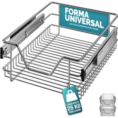 Organizador de cajón Casaria - 40cm, Malla metálica, Montaje fácil - Cocina, baño o armario Organizador de cajón Casaria - 40cm, Malla metálica, Montaje fácil - Cocina, baño o armario