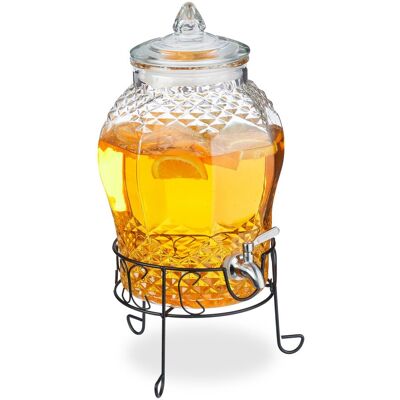 Dispensador Bebidas Con Soporte, Recipiente Limonada 8 L, Grifo Acero Inoxidable Y Tapa, Cristal, Transparente - Relaxdays Dispensador Bebidas Con Soporte, Recipiente Limonada 8 L, Grifo Acero Inoxidable Y Tapa, Cristal, Transparente - Relaxdays
