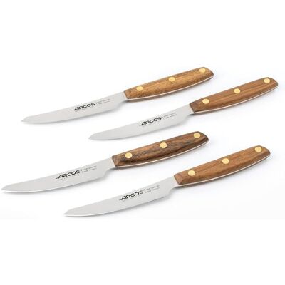 Arcos Serie Nordika - Set 4 Cuchillos Chuleteros - Acero Inoxidable Nitrum - Hoja De 100 Mm - Mango De Madera Ovengkol 100% Natural De Bosques Certificados Fsc® - Embalaje 100% Reciclado Arcos Serie Nordika - Set 4 Cuchillos Chuleteros - Acero Inoxidable Nitrum - Hoja De 100 Mm - Mango De Madera Ovengkol 100% Natural De Bosques Certificados Fsc® - Embalaje 100% Reciclado