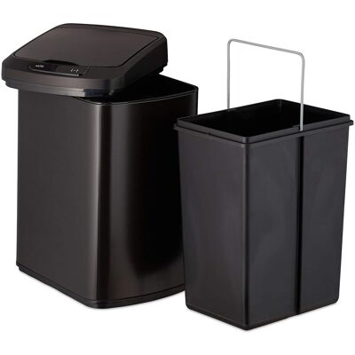 HELLOSHOP26 Cubo De Basura De Cocina Tapa Automática Con Cierre Hermético Contenedor 12 Litros Negro 1300023362 HELLOSHOP26 Cubo De Basura De Cocina Tapa Automática Con Cierre Hermético Contenedor 12 Litros Negro 1300023362