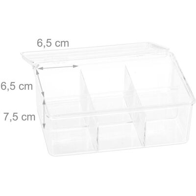 HELLOSHOP26 - Scatola porta tè trasparente 6 scomparti - Transparent - Plastic - Tea Box HELLOSHOP26 - Scatola porta tè trasparente 6 scomparti - Transparent - Plastic - Tea Box