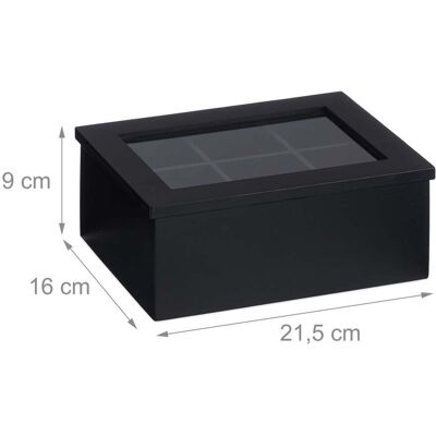 HELLOSHOP26 Caja De Té Organizador Moderno 6 Compartimentos Almacenamiento Salón Cocina 30 X 20 X 10 Cm De Bambú Negro 130014340 HELLOSHOP26 Caja De Té Organizador Moderno 6 Compartimentos Almacenamiento Salón Cocina 30 X 20 X 10 Cm De Bambú Negro 130014340
