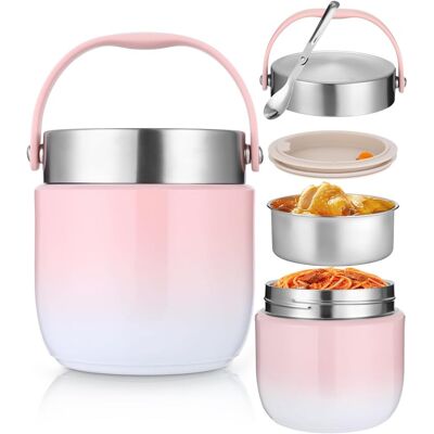 OEM Lonchera Térmica De 1200 Ml, Termo Para Comida Caliente, Recipiente Aislante A Prueba De Fugas Con Cuchara, Mantiene La Comida Caliente O Fría Para La Oficina, La Escuela Y Picnics, Color Rosa OEM Lonchera Térmica De 1200 Ml, Termo Para Comida Caliente, Recipiente Aislante A Prueba De Fugas Con Cuchara, Mantiene La Comida Caliente O Fría Para La Oficina, La Escuela Y Picnics, Color Rosa