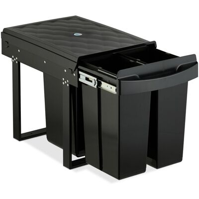 Relaxdays Cubo De Basura Cocina, 3 Espacios, 20l, 2x 10l, 41,3x34x51,8cm, Extraíble, Papelera Reciclaje Fregadero, Negro Relaxdays Cubo De Basura Cocina, 3 Espacios, 20l, 2x 10l, 41,3x34x51,8cm, Extraíble, Papelera Reciclaje Fregadero, Negro