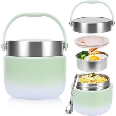 OEM Fiambrera Térmica De 1200 Ml Con Cuchara, Recipiente Hermético Con Tapa, Para Sopas Y Compotas (adultos Y Niños), Sin Bpa (verde) OEM Fiambrera Térmica De 1200 Ml Con Cuchara, Recipiente Hermético Con Tapa, Para Sopas Y Compotas (adultos Y Niños), Sin Bpa (verde)