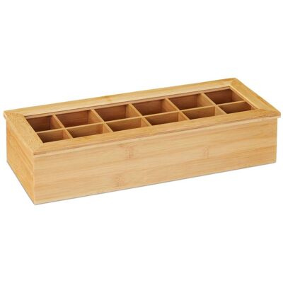 HELLOSHOP26 Caja De Almacenamiento Para Té 12 Compartimentos Práctico Diseño Elegante 30 X 20 X 10 Cm En Bambú Natural 130009017 HELLOSHOP26 Caja De Almacenamiento Para Té 12 Compartimentos Práctico Diseño Elegante 30 X 20 X 10 Cm En Bambú Natural 130009017
