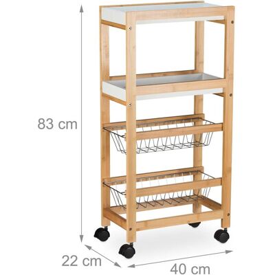 HELLOSHOP26 Carro De Almacenamiento Con Ruedas De 4 Niveles Cocina Baño Práctico Acabado Mate 60 X 30 X 90 Cm En Bambú Blanco 130015542 HELLOSHOP26 Carro De Almacenamiento Con Ruedas De 4 Niveles Cocina Baño Práctico Acabado Mate 60 X 30 X 90 Cm En Bambú Blanco 130015542