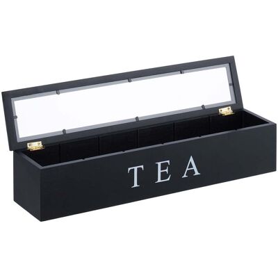 HELLOSHOP26 Caja Organizadora De Té Con 6 Compartimentos Práctico Almacenamiento Decorativo 30 X 20 X 10 Cm De Bambú Negro 130014569 HELLOSHOP26 Caja Organizadora De Té Con 6 Compartimentos Práctico Almacenamiento Decorativo 30 X 20 X 10 Cm De Bambú Negro 130014569