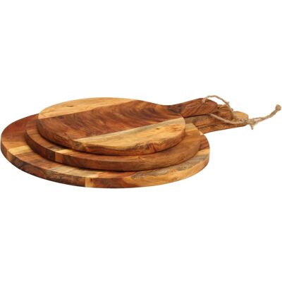 vidaXL Tablas de cortar de madera 3 pzas de acacia - Tabla, Quesera, Acabado natural vidaXL Tablas de cortar de madera 3 pzas de acacia - Tabla, Quesera, Acabado natural