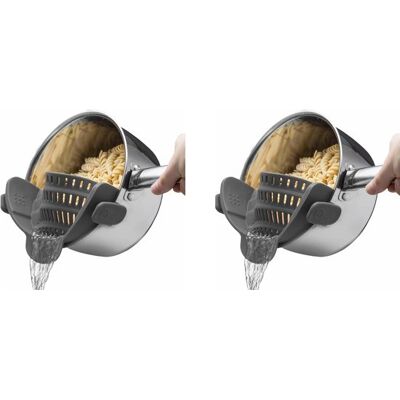 OEM Escurridor De Ollas Con Clip De 2 Piezas, Colador De Pasta De Silicona Con Clip, Colador De Verduras Y Fideos, Fideos, Carne Y Fruta, Gris OEM Escurridor De Ollas Con Clip De 2 Piezas, Colador De Pasta De Silicona Con Clip, Colador De Verduras Y Fideos, Fideos, Carne Y Fruta, Gris