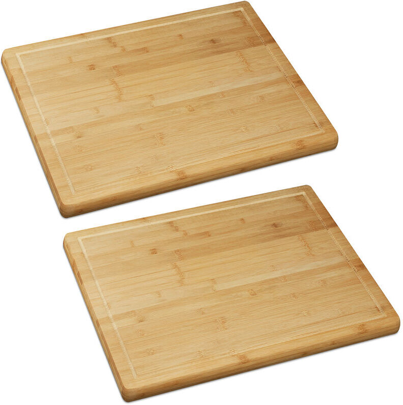 RELAXDAYS Set 2 Tablas Cortar Alimentos Borde Ranurado, Cubre Encimera, Protector Vitrocerámica, Bambú, 2 x 56,5 x 50 cm, Natural