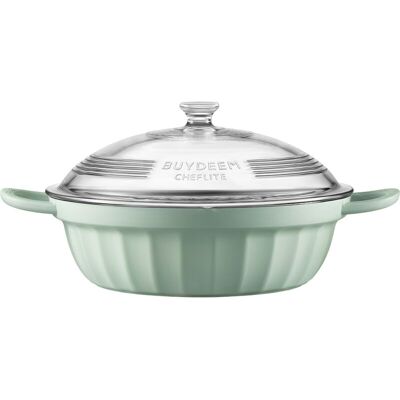 OEM Batería De Cocina Buydeem De Aluminio Esmaltado Con Tapa De Vidrio Y Función De Vapor, 3,8 L, Modelo Cp181, Color Verde Acogedor OEM Batería De Cocina Buydeem De Aluminio Esmaltado Con Tapa De Vidrio Y Función De Vapor, 3,8 L, Modelo Cp181, Color Verde Acogedor