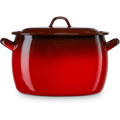 Ignea Olla Abombada Cocina Inducción 30cm, Cazuela 15 L Tapa Acero Esmaltado, Fuego, Horno Vintage Rojo - Briebe Ignea Olla Abombada Cocina Inducción 30cm, Cazuela 15 L Tapa Acero Esmaltado, Fuego, Horno Vintage Rojo - Briebe