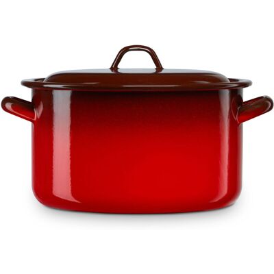 Briebe Ignea Olla Recta Cocina Inducción 28cm, Cazuela 10l Con Tapa Acero Esmaltado, Fuego, Horno Vintage Rojo Briebe Ignea Olla Recta Cocina Inducción 28cm, Cazuela 10l Con Tapa Acero Esmaltado, Fuego, Horno Vintage Rojo