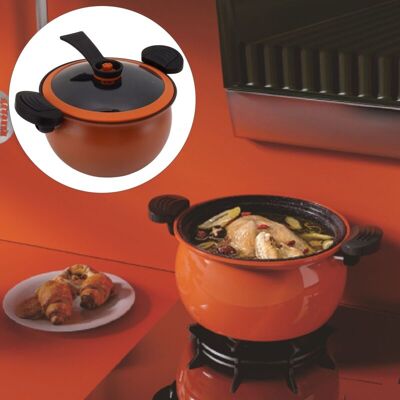 OEM Olla A Presión Micro, Con Revestimiento Antiadherente, 7 L, Naranja - Multifuncional Para Una Cocción Rápida. OEM Olla A Presión Micro, Con Revestimiento Antiadherente, 7 L, Naranja - Multifuncional Para Una Cocción Rápida.