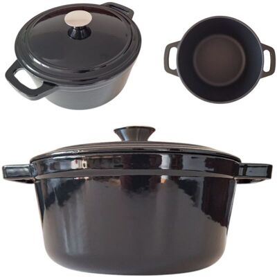 OEM Olla De Hierro Fundido 4,5l Olla S脫lida Esmaltada Con Tapa Cazuela Negra OEM Olla De Hierro Fundido 4,5l Olla S脫lida Esmaltada Con Tapa Cazuela Negra