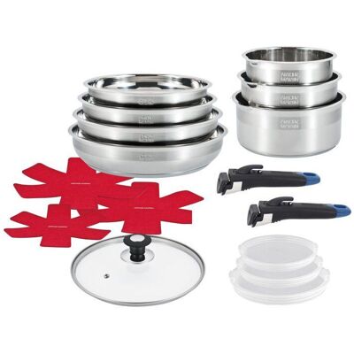 Set De Ollas Arthur Martin Am3237, 16 Piezas, Inox 18/10, Inducci贸n Set De Ollas Arthur Martin Am3237, 16 Piezas, Inox 18/10, Inducci贸n