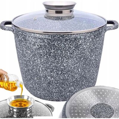 OEM Olla Grande De Mármol Con Tapa, Apta Para Inducción De Gas, Antiadherente, Con Perilla Aromática, 28 Cm, 10 L. OEM Olla Grande De Mármol Con Tapa, Apta Para Inducción De Gas, Antiadherente, Con Perilla Aromática, 28 Cm, 10 L.