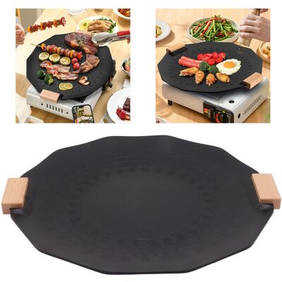 OEM Sartén Parrilla Antiadherente De Aluminio De 40 Cm, Compatible Con Inducción, Distribución Uniforme Del Calor + 2 Asas De Madera De Haya Para Acampar, Fiestas, Barbacoas Y Asados. OEM Sartén Parrilla Antiadherente De Aluminio De 40 Cm, Compatible Con Inducción, Distribución Uniforme Del Calor + 2 Asas De Madera De Haya Para Acampar, Fiestas, Barbacoas Y Asados.