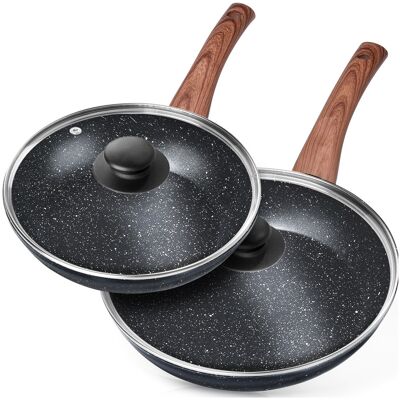 OEM Juego De Sartenes De Granito Con Tapas De Cristal Black&wood 20/24 Cm 2 Piezas. OEM Juego De Sartenes De Granito Con Tapas De Cristal Black&wood 20/24 Cm 2 Piezas.