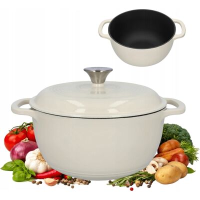 OEM Olla De Hierro Fundido Esmaltado De 4 Litros Color Crudo Con Tapa, Caldero, Bandeja Para Asar, Apta Para Inducción De Gas. OEM Olla De Hierro Fundido Esmaltado De 4 Litros Color Crudo Con Tapa, Caldero, Bandeja Para Asar, Apta Para Inducción De Gas.