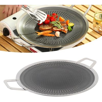 OEM Sartén Parrilla Antiadherente De Acero Inoxidable Con Dos Asas Para Filetes, Tocino Y Verduras – 38 Cm OEM Sartén Parrilla Antiadherente De Acero Inoxidable Con Dos Asas Para Filetes, Tocino Y Verduras – 38 Cm