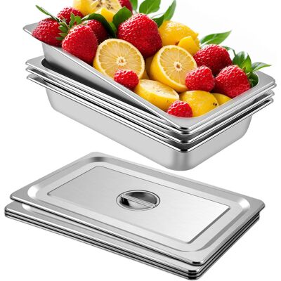 Vevor Bandeja Rectangular De Acero Inoxidable, 50 X 30 X 10 Cm 4 Piezas Bandeja Honda, Rectangular Para Servir, Bandeja Profunda Bandeja De Acero Inoxidable, Bandeja Para Arroz Al Vapor Con Tapas Vevor Bandeja Rectangular De Acero Inoxidable, 50 X 30 X 10 Cm 4 Piezas Bandeja Honda, Rectangular Para Servir, Bandeja Profunda Bandeja De Acero Inoxidable, Bandeja Para Arroz Al Vapor Con Tapas