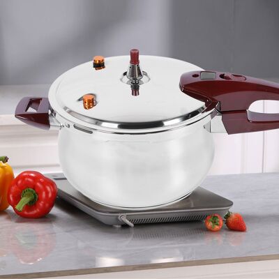 OEM Olla A Presión De Inducción De Acero Inoxidable, Gran Capacidad De 6 Litros, 22 Cm De Diámetro, Con Junta Tórica Y Válvula De Seguridad. OEM Olla A Presión De Inducción De Acero Inoxidable, Gran Capacidad De 6 Litros, 22 Cm De Diámetro, Con Junta Tórica Y Válvula De Seguridad.