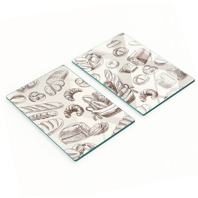 OEM Juego De Tablas De Cocina De Vidrio Templado Con Estampado De Pan, 2 X 40 X 52 Cm. OEM Juego De Tablas De Cocina De Vidrio Templado Con Estampado De Pan, 2 X 40 X 52 Cm.