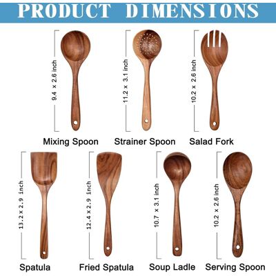 OEM Este Juego De Utensilios De Cocina De Madera Antiadherente De 7 Piezas Incluye Utensilios De Cocina De Teca Natural, Como Una Espátula, Una Cuchara De Madera Para Cocinar, Una Espátula Para Freír Y Un OEM Este Juego De Utensilios De Cocina De Madera Antiadherente De 7 Piezas Incluye Utensilios De Cocina De Teca Natural, Como Una Espátula, Una Cuchara De Madera Para Cocinar, Una Espátula Para Freír Y Un