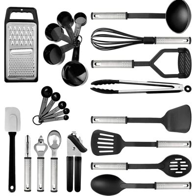 OEM Juego De Utensilios De Cocina De Acero Inoxidable De 24 Piezas, Antiadherente Y Resistente Al Calor, Que Incluye Ollas, Sartenes, Accesorios Y Utensilios De Cocina (negro). OEM Juego De Utensilios De Cocina De Acero Inoxidable De 24 Piezas, Antiadherente Y Resistente Al Calor, Que Incluye Ollas, Sartenes, Accesorios Y Utensilios De Cocina (negro).