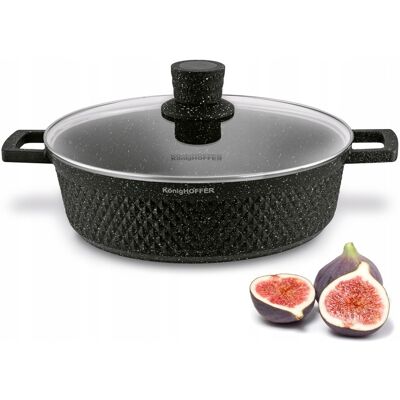 OEM Sartén Honda De Mármol Con Tapa Para Inducción Y Gas Konighofer Escuro De 28 Cm OEM Sartén Honda De Mármol Con Tapa Para Inducción Y Gas Konighofer Escuro De 28 Cm