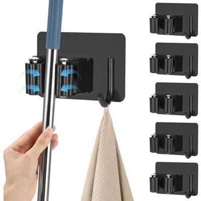OEM Soporte De Pared Para Escobas De 6 Piezas, No Requiere Perforación, Con Ganchos Ajustables, Soporte De Pared De Acero Inoxidable Para Escobas De Cocina, Balcón, Baño, Jardín, Garaje (negro) - Crezuo OEM Soporte De Pared Para Escobas De 6 Piezas, No Requiere Perforación, Con Ganchos Ajustables, Soporte De Pared De Acero Inoxidable Para Escobas De Cocina, Balcón, Baño, Jardín, Garaje (negro) - Crezuo