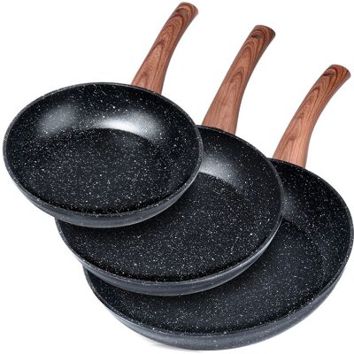 OEM Juego De Sartenes De Granito Black&wood De 20 / 24 / 28 Cm, 3 Piezas. OEM Juego De Sartenes De Granito Black&wood De 20 / 24 / 28 Cm, 3 Piezas.