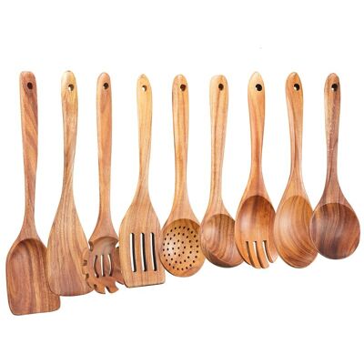 OEM Juego De 9 Utensilios De Cocina De Madera Hechos A Mano Para Sartenes Antiadherentes. OEM Juego De 9 Utensilios De Cocina De Madera Hechos A Mano Para Sartenes Antiadherentes.