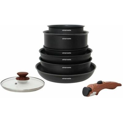 Juego de Cocina Arthur Martin 8 Piezas - Aluminio, Asas de Madera - Compatible con Todas las Estufas Juego de Cocina Arthur Martin 8 Piezas - Aluminio, Asas de Madera - Compatible con Todas las Estufas