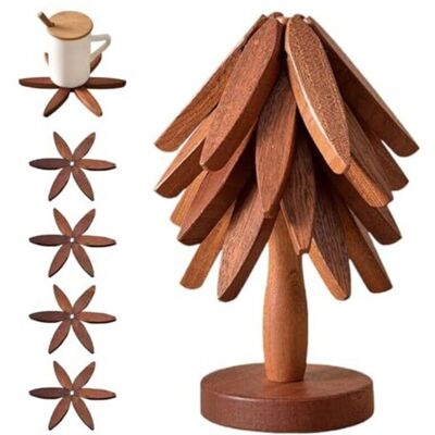 OEM Juego De 4 Salvamanteles De Madera Con Forma De Árbol De Navidad, Plegables Y Con Soporte, Resistentes Al Calor Y Antideslizantes, Para Teteras, Cacerolas Y Sartenes - Crezuo OEM Juego De 4 Salvamanteles De Madera Con Forma De Árbol De Navidad, Plegables Y Con Soporte, Resistentes Al Calor Y Antideslizantes, Para Teteras, Cacerolas Y Sartenes - Crezuo