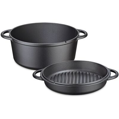 OEM Olla Con Tapa/sartén Grill, Hierro Fundido, 5,0 L, Diámetro 26 Cm / Kuchenprofi OEM Olla Con Tapa/sartén Grill, Hierro Fundido, 5,0 L, Diámetro 26 Cm / Kuchenprofi