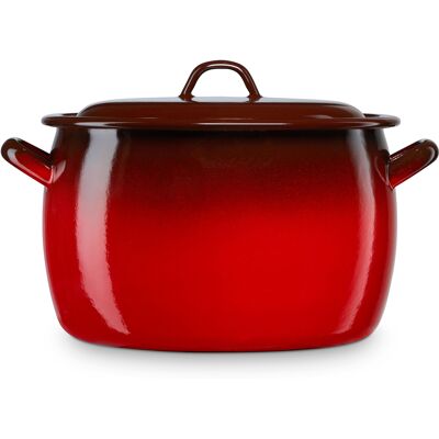 Briebe Ignea Olla Abombada Cocina Inducción 32cm, Cazuela 16 L Tapa Acero Esmaltado, Fuego, Horno Vintage Rojo Briebe Ignea Olla Abombada Cocina Inducción 32cm, Cazuela 16 L Tapa Acero Esmaltado, Fuego, Horno Vintage Rojo