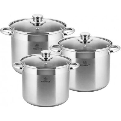 OEM Juego De 6 Ollas De Acero De 7 L/5 L/4 L Kinghoff Kh-4309 OEM Juego De 6 Ollas De Acero De 7 L/5 L/4 L Kinghoff Kh-4309