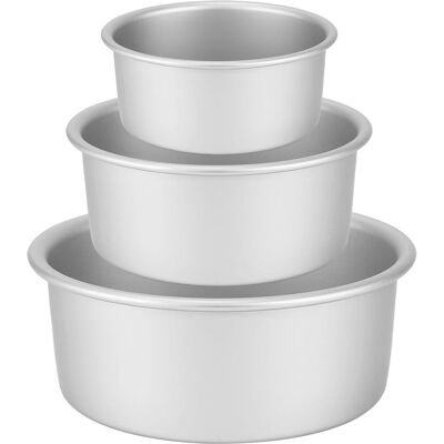 OEM Juego De 3 Moldes Redondos Para Pasteles (ø 15/20/26 Cm), Moldes Profesionales De Aluminio Anodizado Para Pasteles De Varias Capas Con Base Desmontable, Color Plata - 6"+8"+10" OEM Juego De 3 Moldes Redondos Para Pasteles (ø 15/20/26 Cm), Moldes Profesionales De Aluminio Anodizado Para Pasteles De Varias Capas Con Base Desmontable, Color Plata - 6"+8"+10"