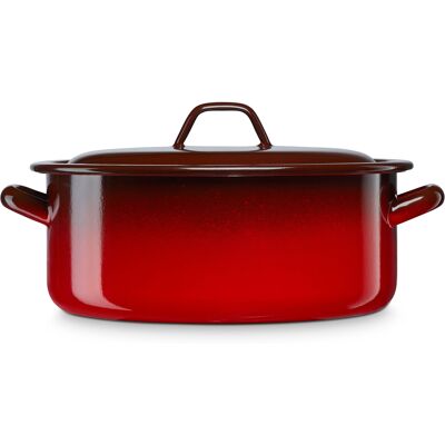 Ignea Cacerola Inducción 26cm Cazuela 5,5 L Grande, Tapa, Acero Esmaltado Fuego Horno, Vintage Rojo - Briebe Ignea Cacerola Inducción 26cm Cazuela 5,5 L Grande, Tapa, Acero Esmaltado Fuego Horno, Vintage Rojo - Briebe