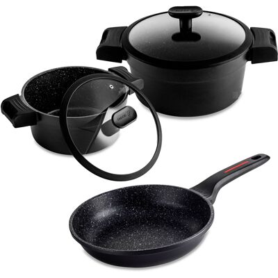 Fagor - Alutherm Batería Cocina Inducción 5 Piezas, Antiadherente Sin Pfoa, Aluminio Fundido, Cazuelas Sartenes Negro Fagor - Alutherm Batería Cocina Inducción 5 Piezas, Antiadherente Sin Pfoa, Aluminio Fundido, Cazuelas Sartenes Negro