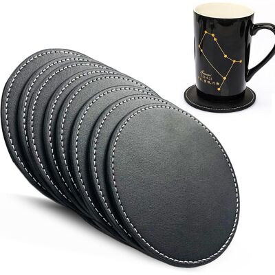 OEM Juego De 8 Posavasos De 10 Cm Para Vasos, De Cuero, Para Tazas, De Madera De Fresno, De Silicona, Negros, Para Café, Cerveza, Té Y Tazas. OEM Juego De 8 Posavasos De 10 Cm Para Vasos, De Cuero, Para Tazas, De Madera De Fresno, De Silicona, Negros, Para Café, Cerveza, Té Y Tazas.