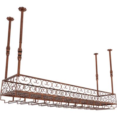 GOJOY Estante Flotante Industrial Vintage De 120 X 30 Cm, De Bronce, Para Colgar En La Pared O El Techo, Para Botellas De Vino Y Copas De Champán. GOJOY Estante Flotante Industrial Vintage De 120 X 30 Cm, De Bronce, Para Colgar En La Pared O El Techo, Para Botellas De Vino Y Copas De Champán.