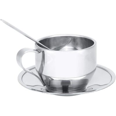 OEM Juego De Taza De Café De Doble Pared De 120 Ml Con Cuchara Y Platillo - Ideal Para El Día De San Valentín, Capuchino, Latte Y Leche - Fabricado En Acero Inoxidable OEM Juego De Taza De Café De Doble Pared De 120 Ml Con Cuchara Y Platillo - Ideal Para El Día De San Valentín, Capuchino, Latte Y Leche - Fabricado En Acero Inoxidable